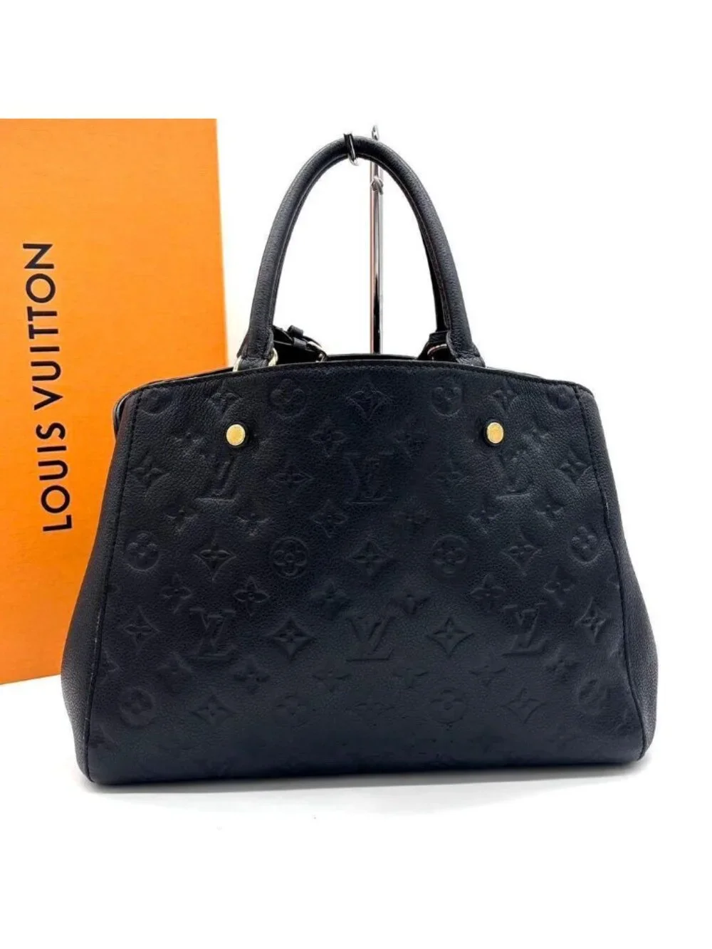 Louis Vuitton Monogram Empreinte Montaigne MM Noir Black Handbag